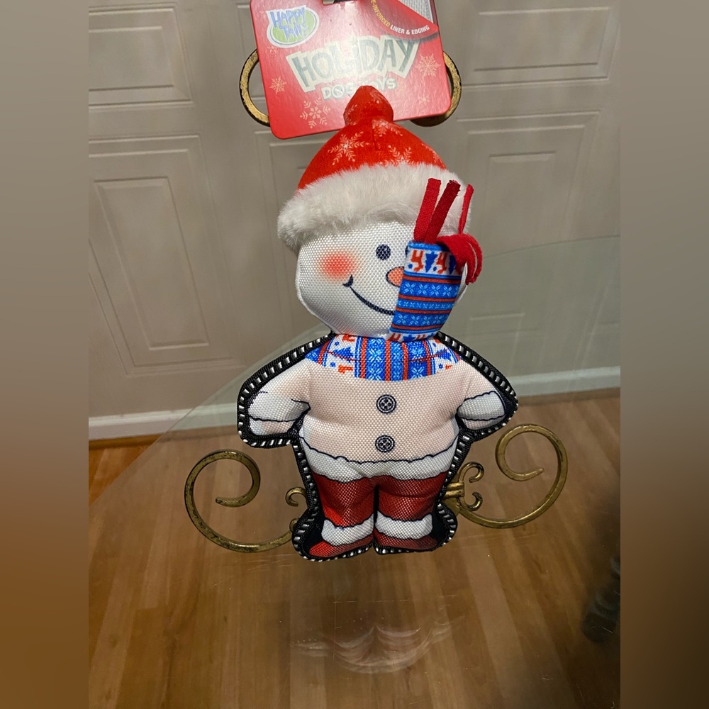 Happy Tails Holiday Dog Toy Christmas snowman Squeaker Fetch  Play 12”